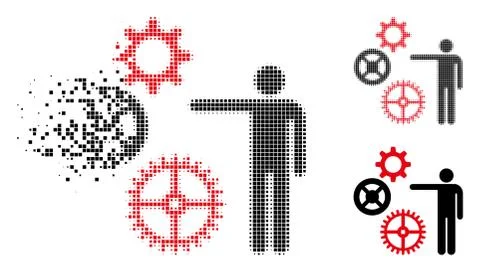 Decomposed Dot Halftone Project Mechanics Icon 库存插图