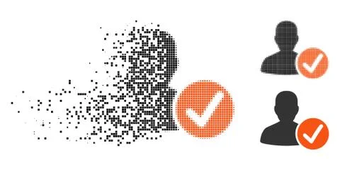 Decomposed Dot Halftone Valid Patient Icon Stock Illustration