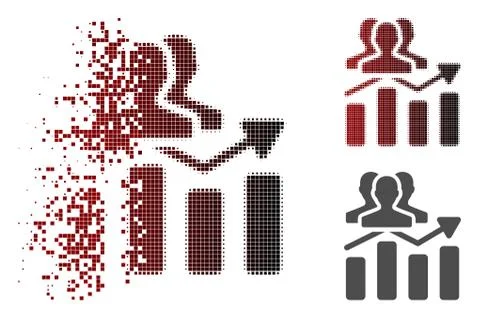 Decomposed Dotted Halftone Audience Chart Trend Icon Illustrazione stock