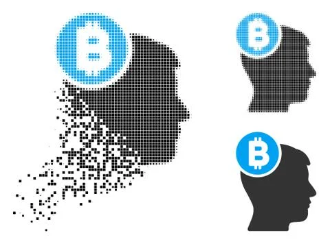 Decomposed Dotted Halftone Bitcoin Mind Head Icon イラスト素材