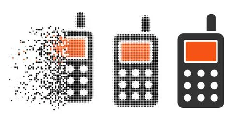 Decomposed Dotted Halftone Cell Phone Icon 스톡 일러스트