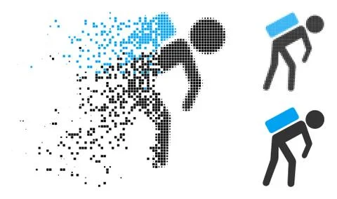Decomposed Dotted Halftone Child Courier Icon 库存插图