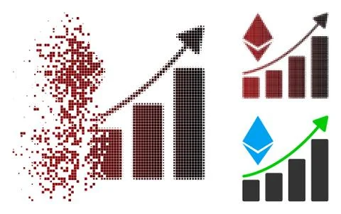 Decomposed Dotted Halftone Ethereum Growth Trend Icon Stock Illustration