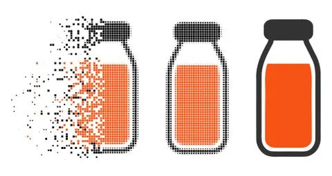 Decomposed Dotted Halftone Full Bottle Icon Stockillustratie