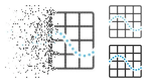 Decomposed Dotted Halftone Function Chart Icon Stock Illustration