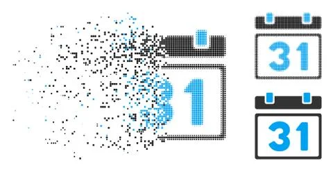 Decomposed Dotted Halftone Last Month Day Icon Stockillustratie