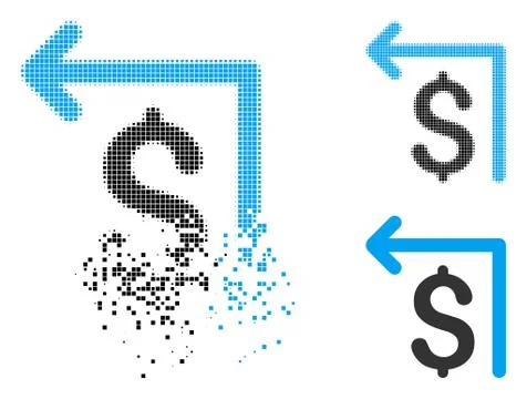 Decomposed Dotted Halftone Moneyback Icon Stock Illustration