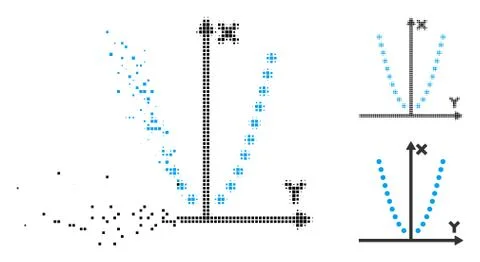 Decomposed Dotted Halftone Parabole Plot Icon Ilustración de archivo