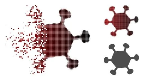 Decomposed Dotted Halftone Parasite Microbe Icon Stock-Illustration