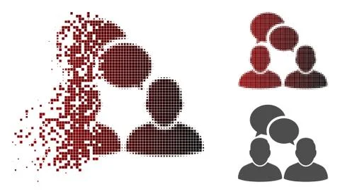 Decomposed Dotted Halftone People Dialog Icon 스톡 일러스트