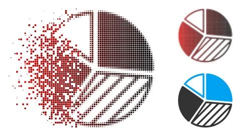 Decomposed Dotted Halftone Pie Chart Icon with Face Stock Illustration