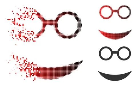 Decomposed Dotted Halftone Professor Smiley Icon Stockillustratie