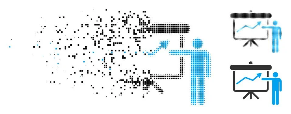 Decomposed Dotted Halftone Project Presentation Icon 스톡 일러스트