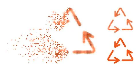 Decomposed Dotted Halftone Recycle Arrows Icon Stock Illustration