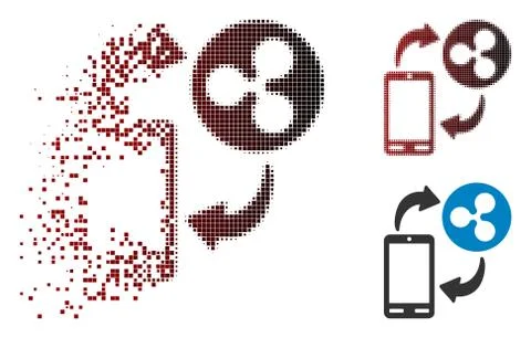 Decomposed Dotted Halftone Ripple Mobile Banking Icon Stock Illustration