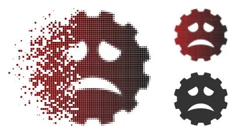 Decomposed Dotted Halftone Sadness Smiley Gear Icon イラスト素材