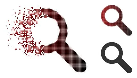 Decomposed Dotted Halftone Search Icon 스톡 일러스트