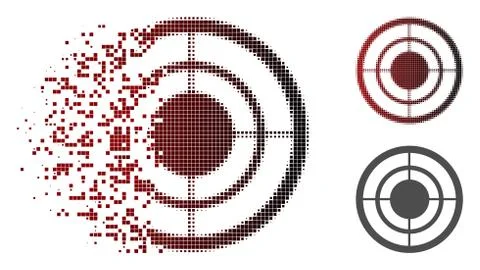 Decomposed Dotted Halftone Target Icon 스톡 일러스트