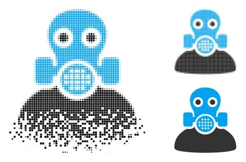 Decomposed Dotted Halftone Toxic Work Icon Stock Illustration
