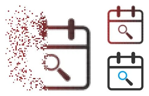 Decomposed Pixel Halftone Audit Day Icon Stock Illustration
