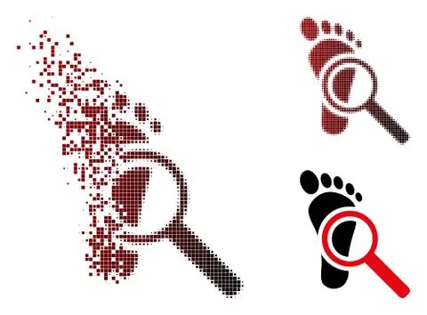 Decomposed Pixel Halftone Audit Footprint Icon Stockillustratie