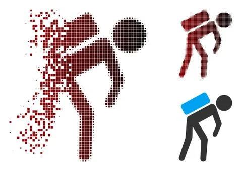 Decomposed Pixel Halftone Child Courier Icon 스톡 일러스트