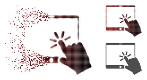 Decomposed Pixel Halftone Click Mobile Tablet Icon Stock Illustration