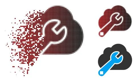 Decomposed Pixel Halftone Cloud Options Icon Illustrazione stock