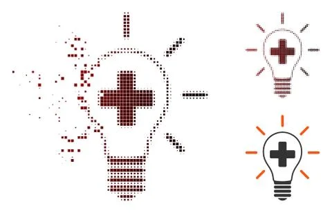 Decomposed Pixel Halftone Creative Medicine Bulb Icon 库存插图
