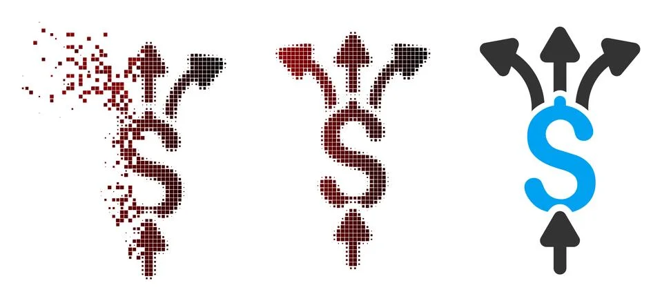 Decomposed Pixel Halftone Divide Payments Icon Stock Illustration