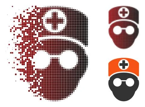 Decomposed Pixel Halftone Doctor Head Icon 스톡 일러스트