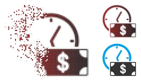 Decomposed Pixel Halftone Dollar Credit Icon Stock Illustration