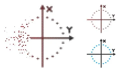 Decomposed Pixel Halftone Dotted Circle Plot Icon イラスト素材
