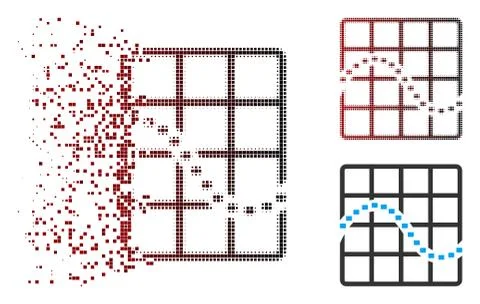 Decomposed Pixel Halftone Dotted Function Chart Icon Stock Illustration
