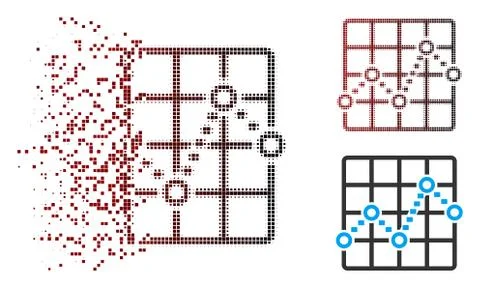 Decomposed Pixel Halftone Dotted Line Grid Plot Icon Ilustración de archivo
