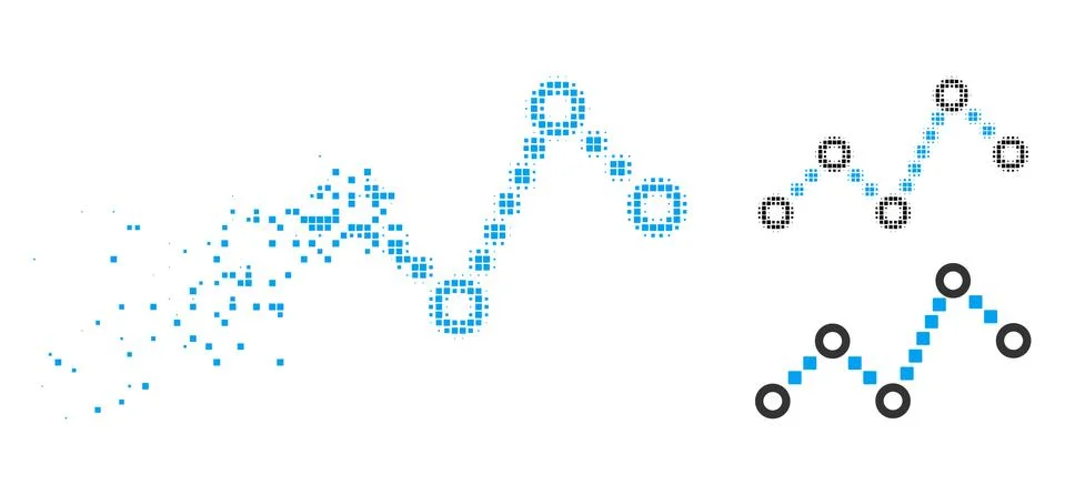Decomposed Pixel Halftone Dotted Line Icon Stock Illustration