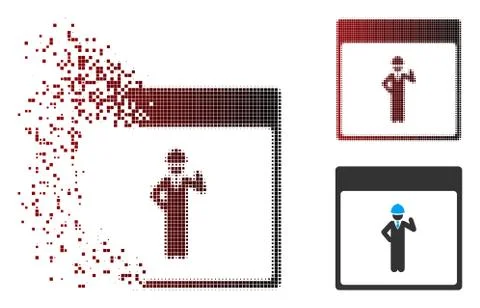 Decomposed Pixel Halftone Engineer Calendar Page Icon Stockillustratie
