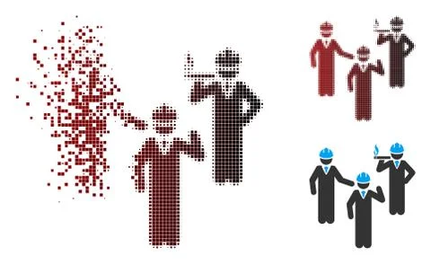 Decomposed Pixel Halftone Engineer Persons Discussion Icon Stockillustratie