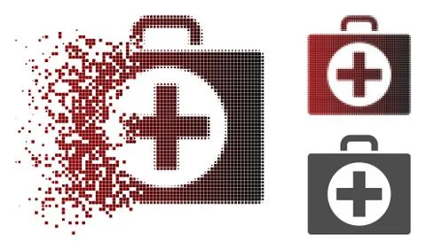 Decomposed Pixel Halftone First Aid Icon 스톡 일러스트