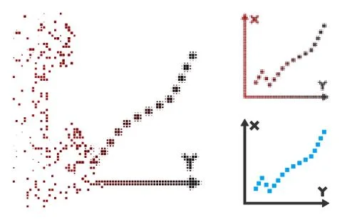 Decomposed Pixel Halftone Function Plot Icon Ilustración de archivo