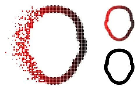 Decomposed Pixel Halftone Human Head Icon 스톡 일러스트