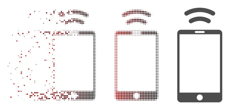 Decomposed Pixel Halftone Mobile Irda Signal Icon Illustrazione stock