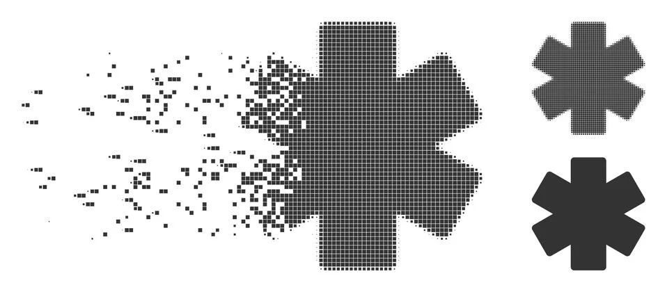 Decomposed Pixel Halftone Multiply Math Operation Icon 스톡 일러스트