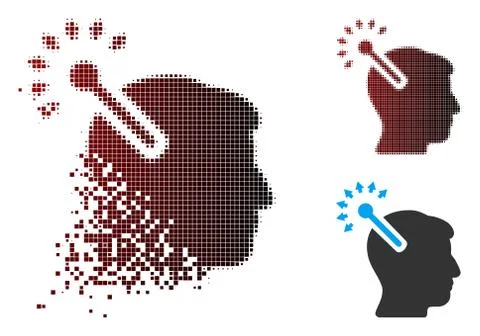 Decomposed Pixel Halftone Optical Neural Interface Icon Stock Illustration