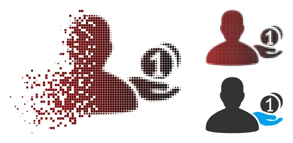 Decomposed Pixel Halftone Panhandler Icon Stock Illustration