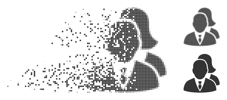 Decomposed Pixel Halftone People Icon Stock Illustration