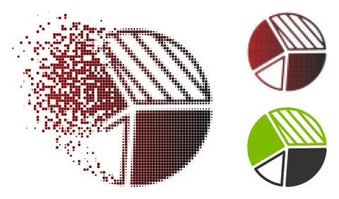 Decomposed Pixel Halftone Pie Chart Icon Stock Illustration