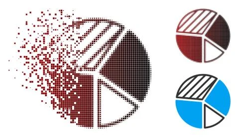 Decomposed Pixel Halftone Pie Chart Icon Stock Illustration