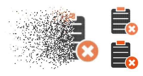 Decomposed Pixel Halftone Reject Form Icon Stock Illustration