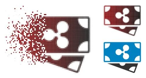 Decomposed Pixel Halftone Ripple Banknotes Icon Stock Illustration